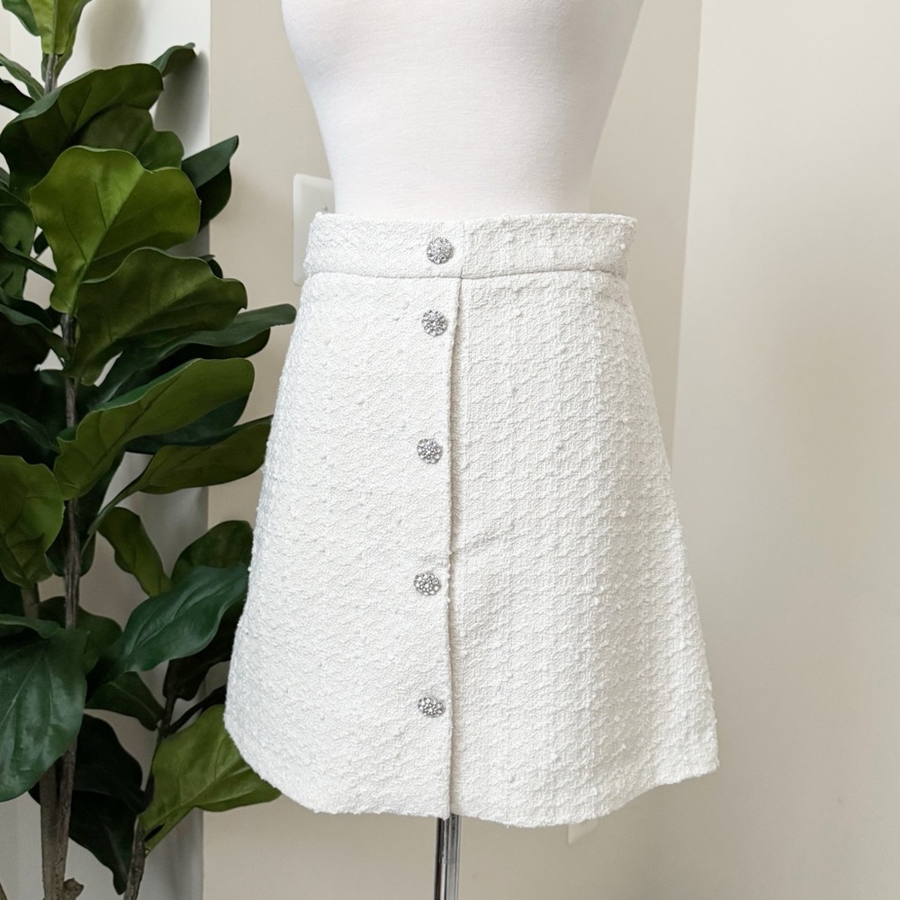 White tweed style mini Skirt - Picture 10 of 11